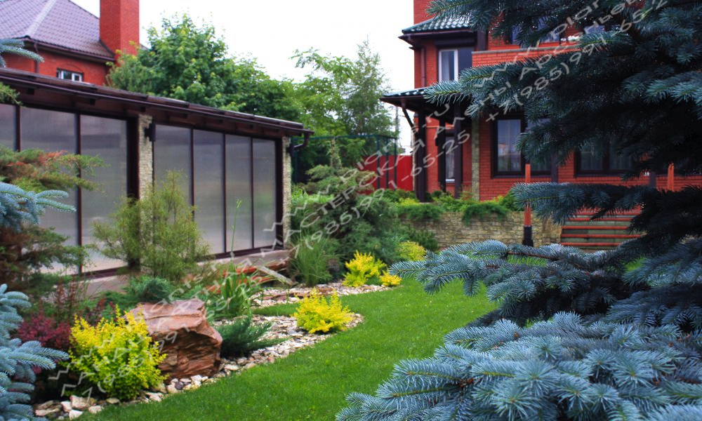 Ландшафтная композиция  в проекте участка 10 соток